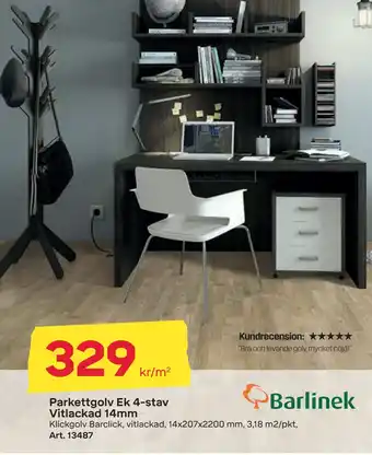 Byggmax Parkettgolv ek 4-stav vitlackad 14mm erbjuda