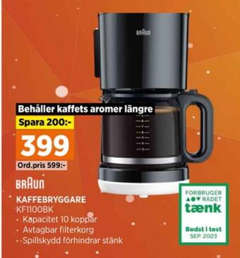 Power Braun kaffebryggare erbjuda