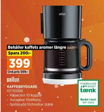 Power Braun kaffebryggare erbjuda