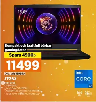 Power Msi laptop erbjuda
