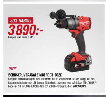 Swedol Milwaukee borr- och skruvdragere erbjuda