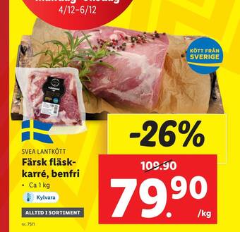 Lidl Färsk fläskkarré, benfri erbjuda