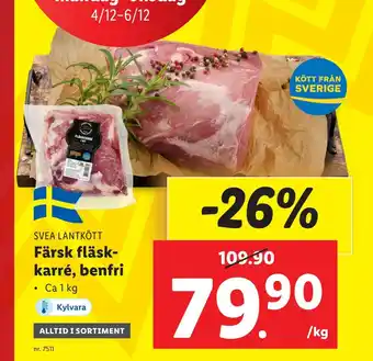 Lidl Färsk fläskkarré, benfri erbjuda