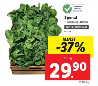Lidl Spenat erbjuda