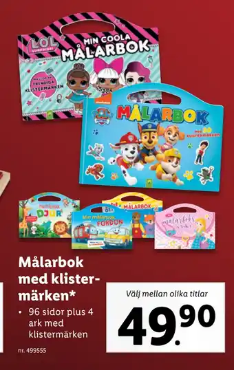 Lidl Målarbok med klistermärken erbjuda
