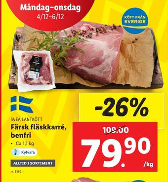 Lidl Färsk fläskkarré, benfri erbjuda