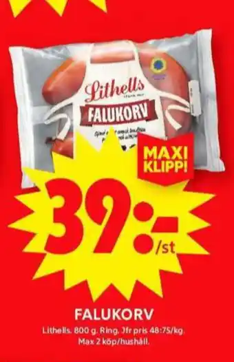 ICA Maxi Lithells falukorv erbjuda