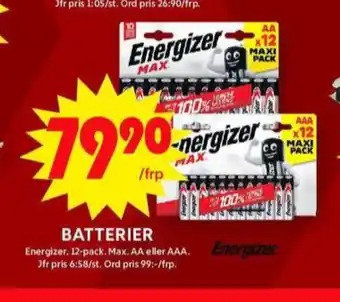 ICA Maxi Energizer batterier erbjuda