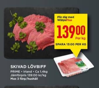 Willys Prime lövbiff erbjuda