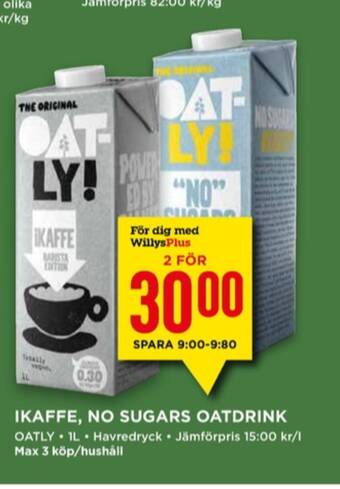 Willys Oatly ikaffe havredryck erbjuda