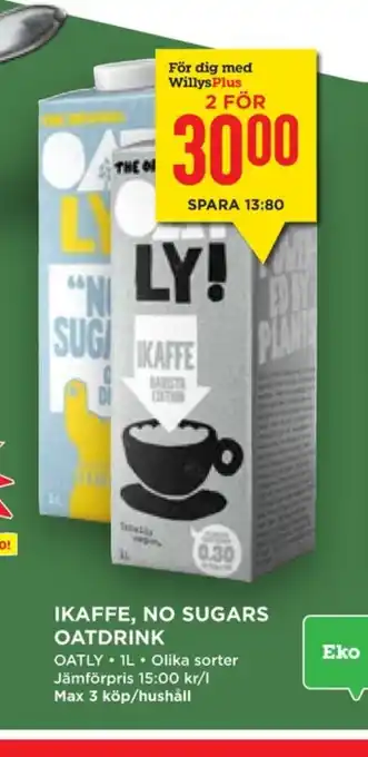 Willys Hemma Oatly ikaffe havredryck erbjuda