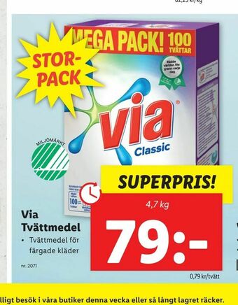 Lidl Via Tvättmedel erbjuda