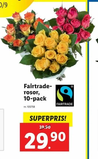Lidl Fairtrade- rosor, 10-pack erbjuda