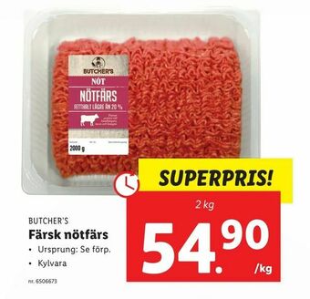 Lidl Färsk nötfärs erbjuda