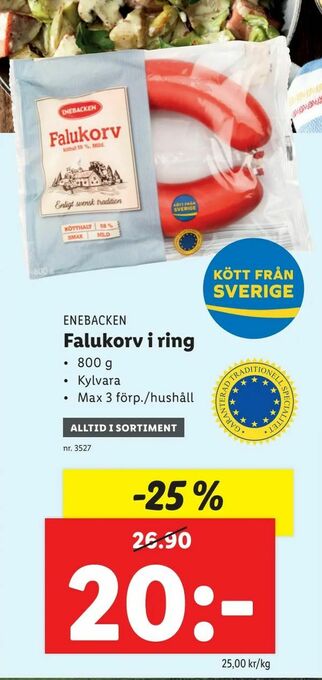 Lidl Falukorv i ring erbjuda