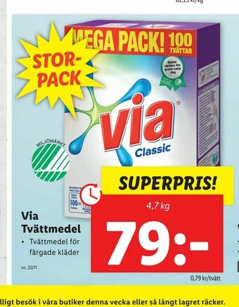 Lidl Via Tvättmedel erbjuda