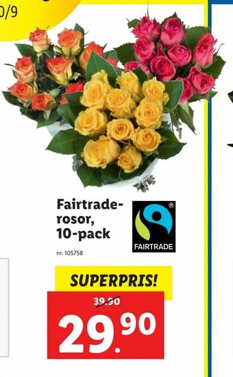 Lidl Fairtrade- rosor, 10-pack erbjuda