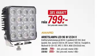 Swedol ARBETSLAMPA LED 96 W 12/24 V erbjuda