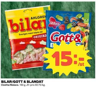 Coop BILAR/GOTT & BLANDAT Cloetta/Malaco erbjuda