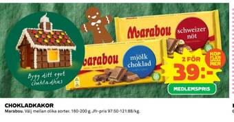 Coop Marabou chokladkaka mjölkchoklad erbjuda