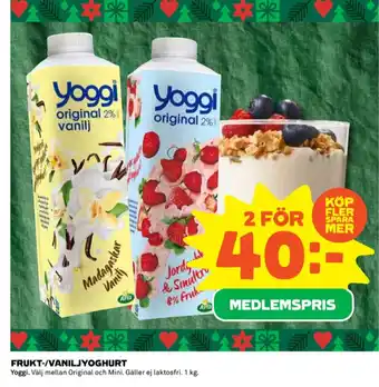 Coop Yoggi yoghurt erbjuda