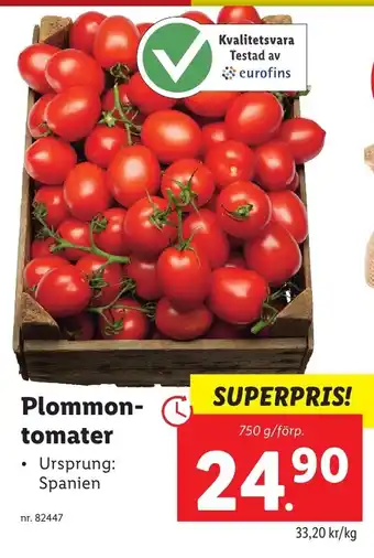 Lidl Plommon- tomater erbjuda
