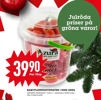 Willys Babyplommontomater i hink 500g erbjuda