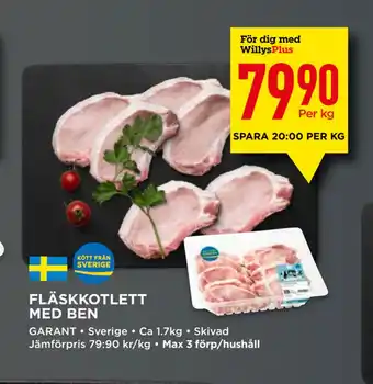 Willys Fläskkotlett med ben erbjuda