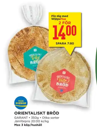 Willys Hemma Orientaliskt bröd erbjuda