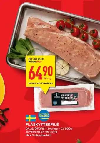 Willys Hemma Fläskytterfilé erbjuda