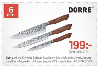 Önska Dorre akira knivset 3 delar erbjuda