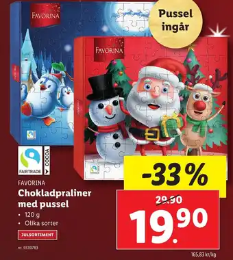 Lidl FAVORINA Chokladpraliner med pussel erbjuda