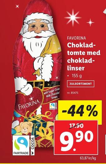 Lidl FAVORINA Choklad- tomte med choklad- linser erbjuda