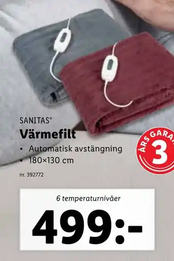 Lidl SANITASⓇ Värmefilt erbjuda