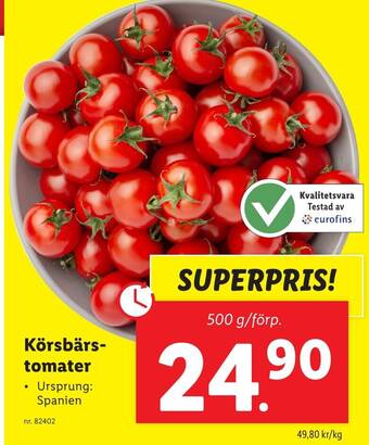 Lidl Körsbärs- tomater erbjuda