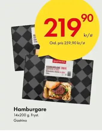 Snabbgross Hamburgare 14x200 g. Fryst. Gastrino erbjuda