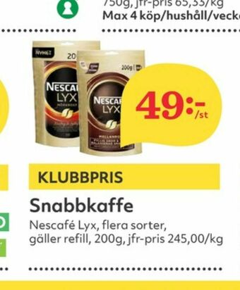 Hemköp Nescafé Lyx Instant kaffe erbjuda