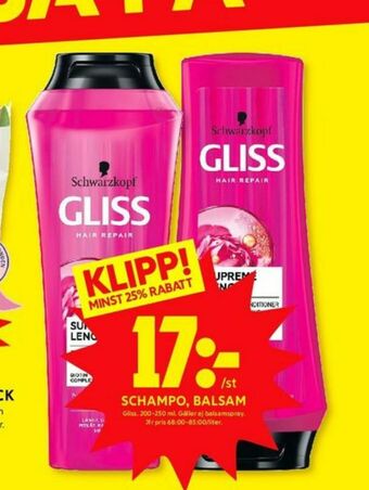 ICA Kvantum Gliss Shampoo erbjuda