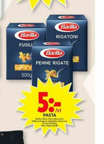 ICA Maxi Barilla Pasta sorterad erbjuda