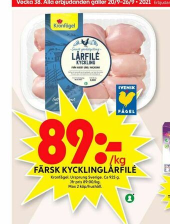 ICA Maxi Kronfågel Kycklinglårfile erbjuda