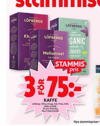 ICA Maxi Löfbergs Lila Kaffe malet erbjuda