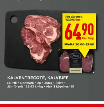 Willys Prime Kalventrecôte erbjuda