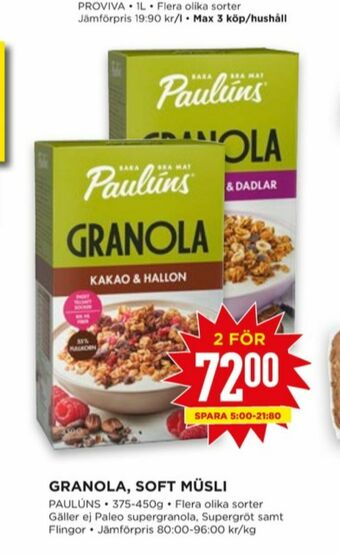 Willys Paulùns Granola erbjuda