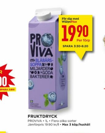 Willys ProViva Fruktdryck erbjuda