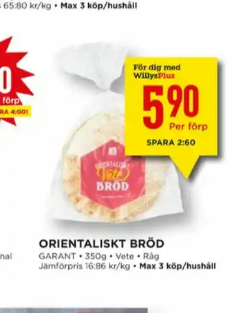 Willys Garant Tunnbröd erbjuda
