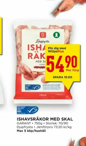 Willys Hemma Garant Räkor med skal erbjuda
