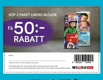 Willys Hemma Libero Rabatt erbjuda