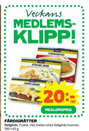 Coop Dafgårds Färdigrätter erbjuda