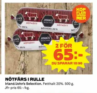 Coop Johns Selection Nötfärs erbjuda