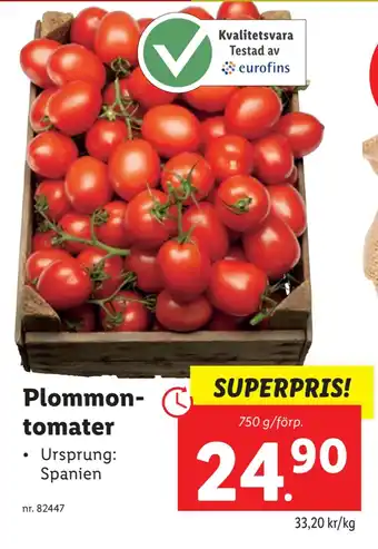 Lidl Plommon- tomater erbjuda